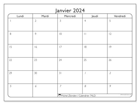 Calendrier Janvier 2024 74ld Michel Zbinden Ca