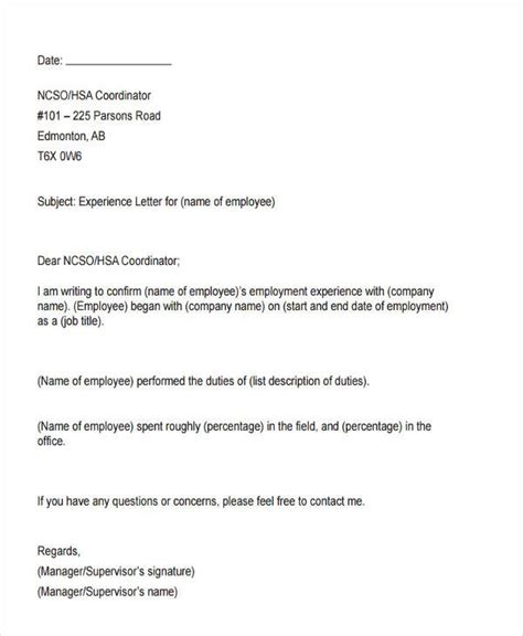 16 Work Experience Letter Templates Pdf Word