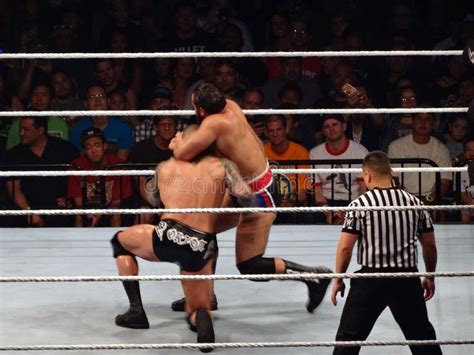 Wwe Wrestler Rusev Puts Wrestler Randy Orton In Finisher The Accolade