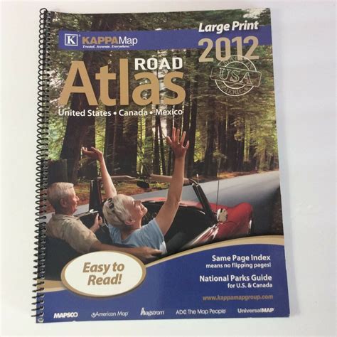 2012 Road Atlas Large Print United States Canada Mexico Kappa Map Easy