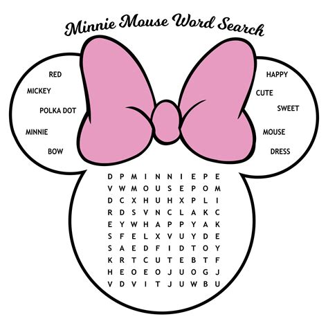 Pink Printable Minnie Mouse Face Printable Word Searches The Best