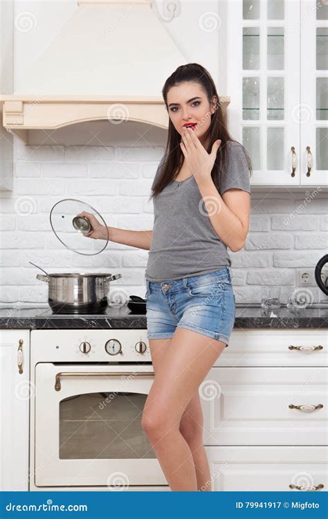 Beautiful Girl In The Kitchen Stock Image Image Of Gourmet Caucasian 79941917