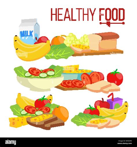 Healthy Food Vector Diet For Life Nutrition Modern Balanced Diet