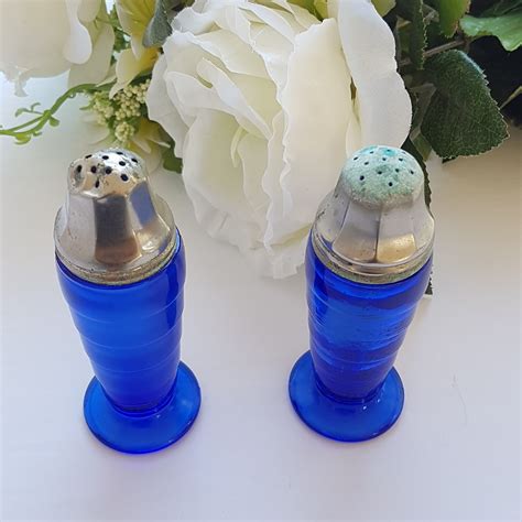 Cobalt Blue MODERNTONE Salt And Pepper Shaker Set Hazel Atlas