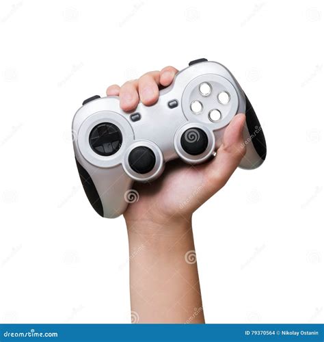 Game Controller In Hand Raised Up Isolated On White Stock Photo