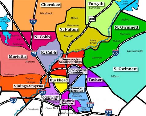 Atlanta Suburbios Mapa Mapa De Los Suburbios De Atlanta Estados