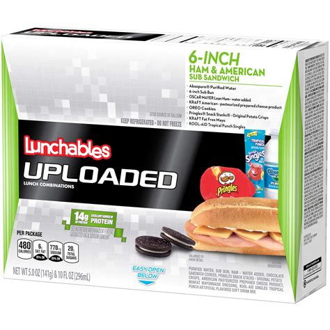 lunchables uploaded 6 inch ham and american cheese sub sandwich meal kit with water chocolate