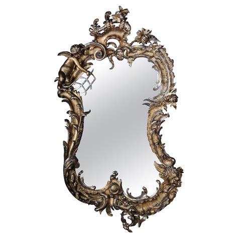 19th Century Antique Rococo Mirror Gilded Around 1880, Napoleon III For