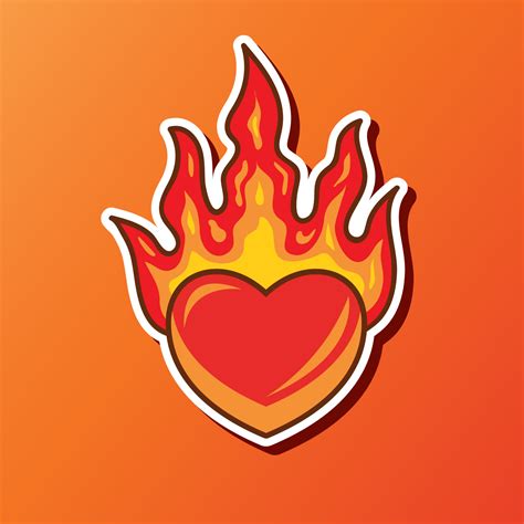 Flaming Heart Sticker 174965 Vector Art At Vecteezy