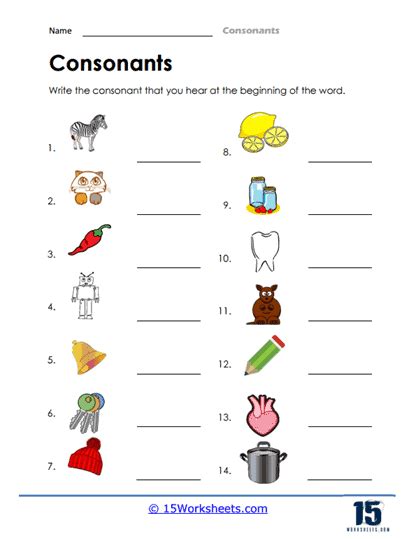 Consonants Worksheets Worksheets Com