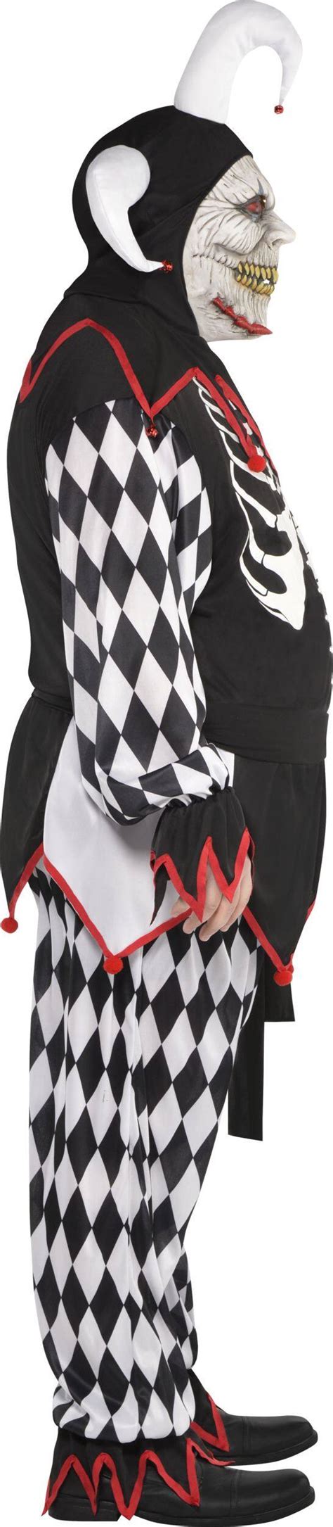 Mens Sinister Jester Blackwhite Tunic With Pants And Mask Halloween