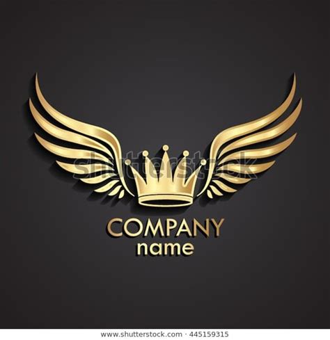 3d Winged Crown Golden Logo Vector Stock Vector Royalty Free