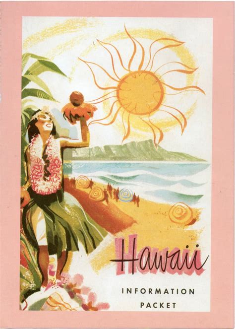 Hawaii Information Packet Advertisement Hula Girl Grass Skirt Sun