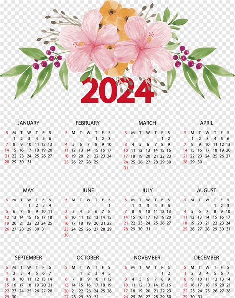 Calendario 2024 Simple Rosa PNG Calendario 2024 Rosado