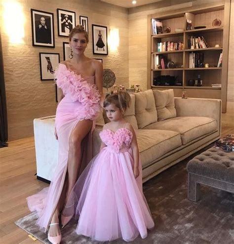 mother and daughter matching dresses 2020 pink elegant handmade flowers cheap prom gown pr