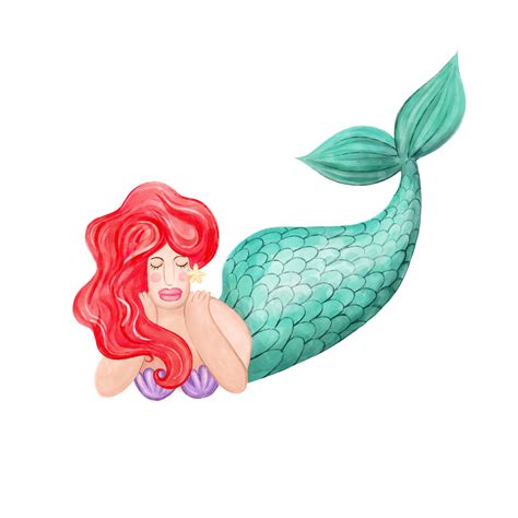 Cute Watercolor Mermaid 22841328 Png