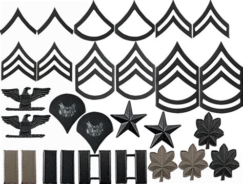 Subdued Officer Rank Insignia Set Military Black Metal Pin On Army