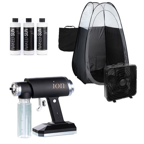 Naked Sun Ion Professional Spray Tan Machine With Honey Glow Sunless Solution Black Tent And