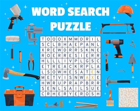 Premium Vector Construction Diy Tools Word Search Puzzle