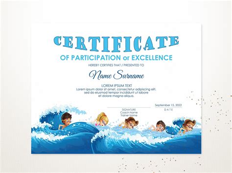 Editable Swimming Certificate Template Ideas