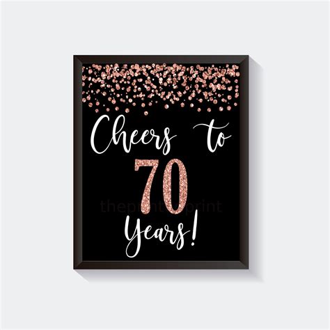 Cheers To 70 Years Black And Rose Gold Decor 70th Birthday Etsy España