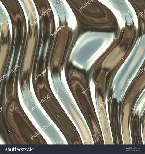 Smooth Glossy Chromed Warped Reflective Metal Surface Texture Stock