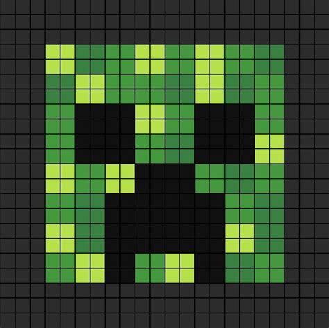 A Pixel Art Template Of The Face Of A Creeper From Minecraft The Video Gamethis Version Is
