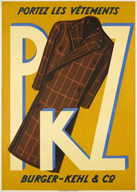Portez Les Vêtements Pkz Burger Kehl And Co Hans Wollweber 1930 Circa Affiche Vintage
