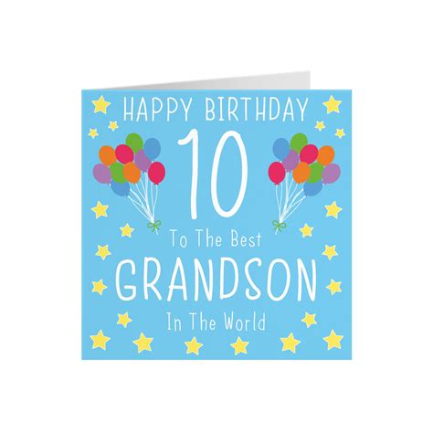 Grandson 10th Birthday Card Happy Birthday 10 To The Etsy