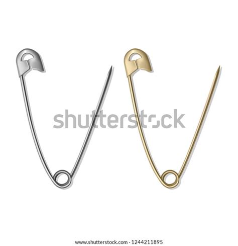 Realistic Safety Pins Clothes Gold Silver Stock Vector Royalty Free