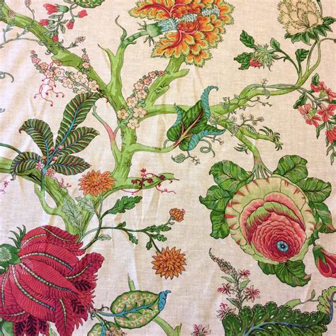 Click here to see whats new at fabricana and/or fabricana home! CV104 Retro Linen Floral Tropical Garden Upholstery ...