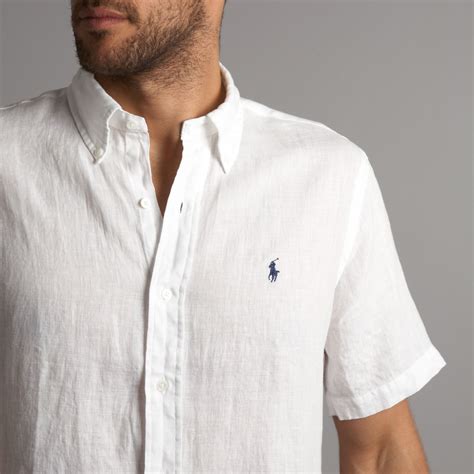 Polo Ralph Lauren Short Sleeved Linen Shirt In White For Men Lyst