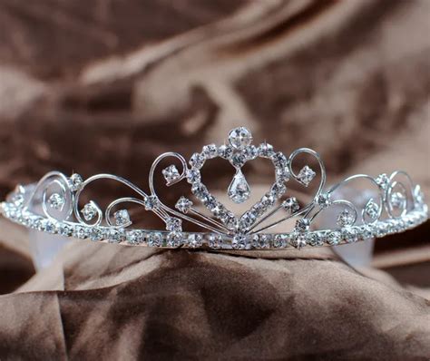 Lovely Heart Tiara Diadem Rhinestone Crystal Brides Headband With Hair