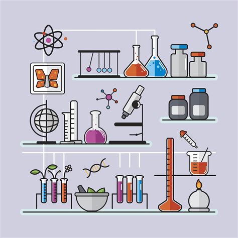 Ilustración De Conjunto De Instrumentos De Laboratorio De Química