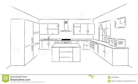 3ds max + lwo xsi 3ds fbx obj oth. Kitchen sketch 3d stock vector. Illustration of drafting ...