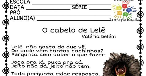 Atividade De Leitura Com Compreensão E Matemática Do Livro O Cabelo De