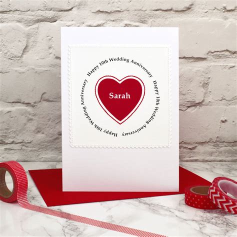 Heart Personalised Wedding Anniversary Card By Jenny Arnott Cards