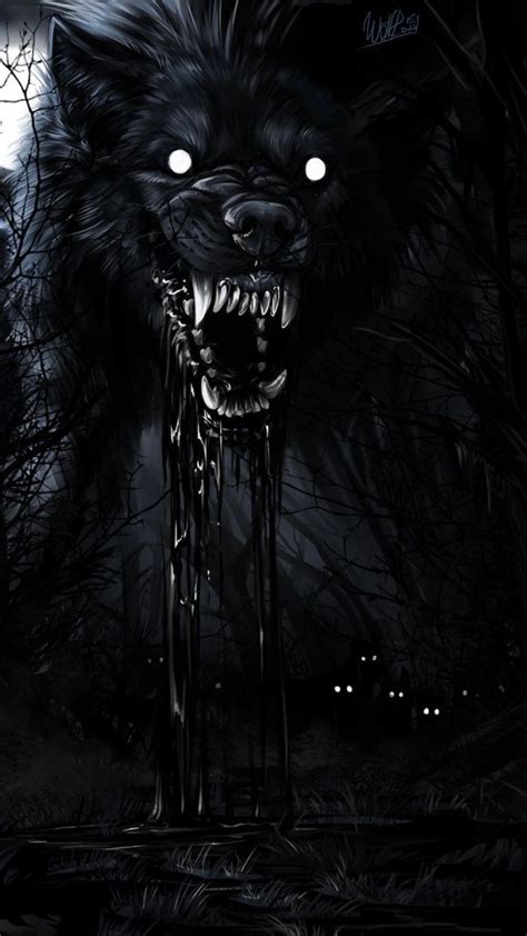 Amoled Animal Wallpaper Shadow Wolf Werewolf Art Scary Wolf