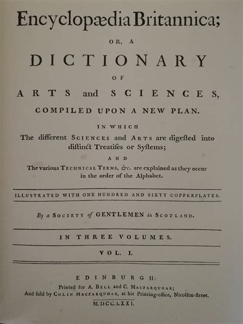 Encyclopaedia Britannica Facsimile Of First Edition Of 1771 3 Volumes