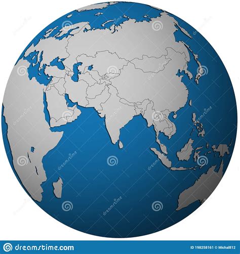 Political Map Of Asia On Globe Map Stock Illustration Illustration Of