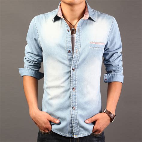 New Brand High Quality Long Sleeve Denim Shirts Men Casual Shirt