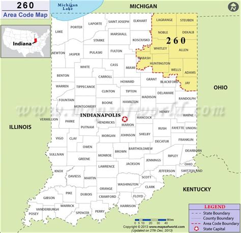 260 Area Code Map Where Is 260 Area Code In Indiana