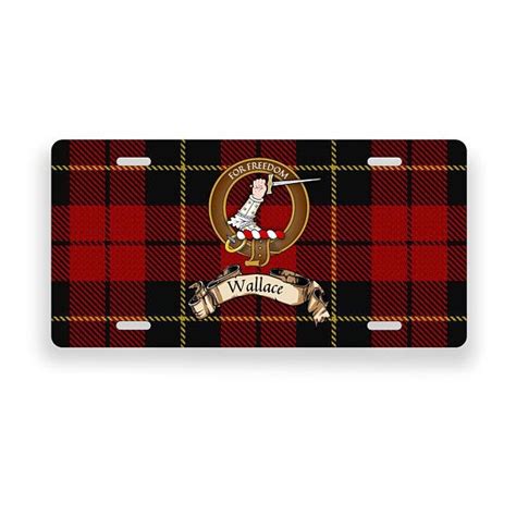 Wallace Scottish Clan Red Tartan Crest Novelty License Plate Etsy