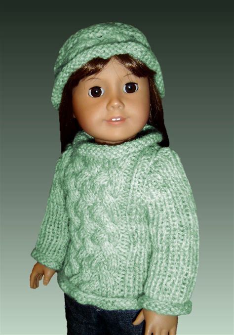 Fits American Girl Knitting Pattern Ag Doll Aran Sweater 18 Inch Pdf