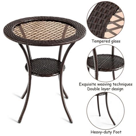 With the light gray frame and glass top this table is unique and versatile. Gymax Round Rattan Wicker Coffee Table Glass Top Steel ...