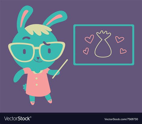 Cute Bunny Kindergarten Teacher Royalty Free Vector Image