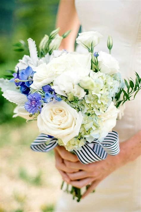 Beautiful Bridal Bouquet Comprised Of Antique Blue Hydrangea Blue