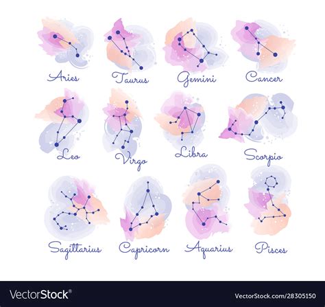 Constellations Zodiacs Set Astrological Royalty Free Vector