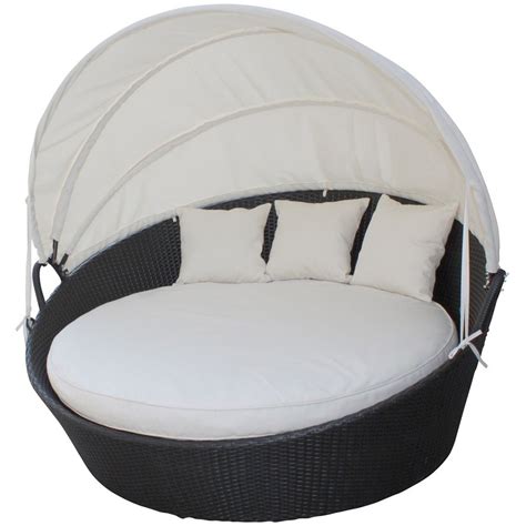 The patio round rattan daybed comes with a retractable canopy, which equipped with high quality gas spring for convenient using. Modway Snooze Canopy Outdoor Patio Daybed with Cushion ...