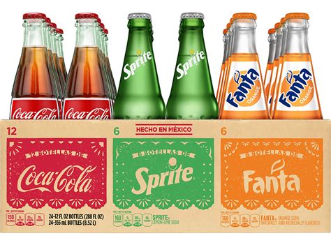 Mexican Soda Variety Pack 12 Coca Cola 6 Sprite 6 Orange Fanta 12 Fl Oz Glass Bottles 24